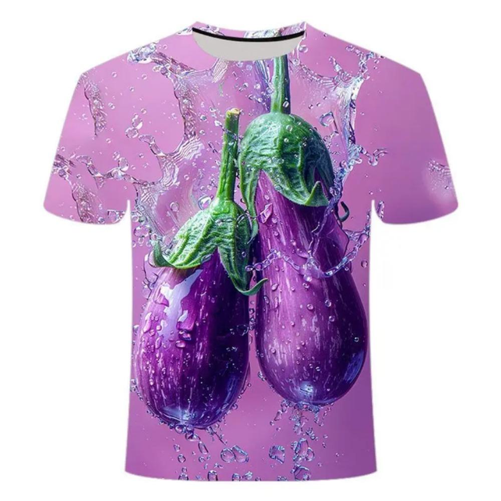 Summer Fashion Plant Vegetables Graphic T-shirt For Unisex Trend Casual Melon and Fruit Flowers 3D Printed Men Short Sleeve Tops