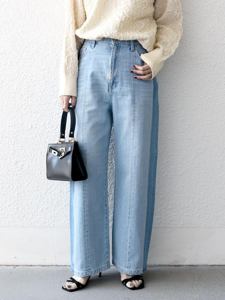 Ships Any Machine Washable Sideline Straight Wide Denim Pants, 723100084, Sky Blue, Size 38