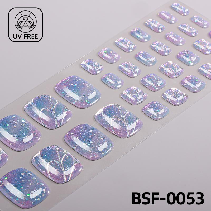 Popular Style New 3D Waterproof Nail Sticker Plastic UV Free Nail Wraps Toe Wraps