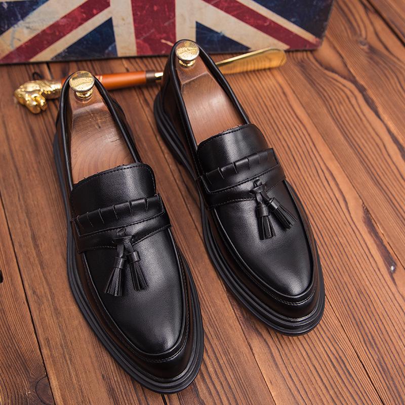 Leather Shoes Men's Youth Casual Shoes British Style Versatile Set Feet One Pedal Lazy Shoes Small Leather Shoes