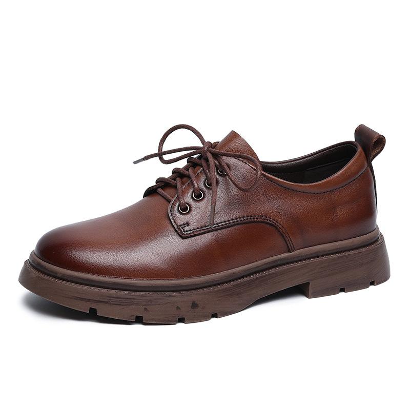 

2022 Newestplatform Spring Shoes Female British Style Thick-Soled College Casual Loafers Genuine Leather Fashion Shoes Women