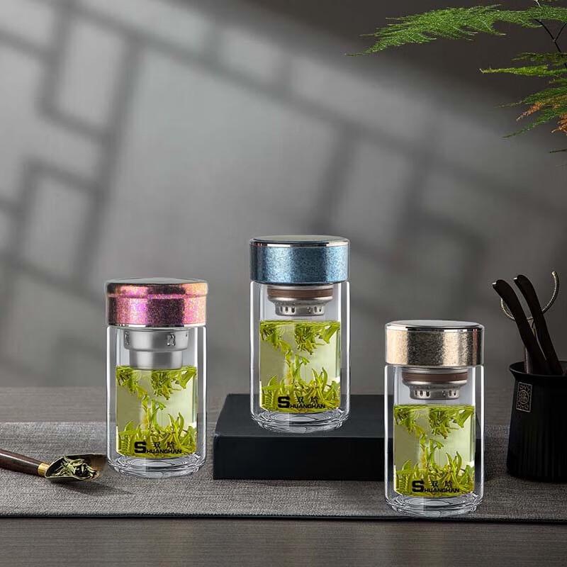 Shuanghan Double-Layer Borosilicate Glass Tea Cup