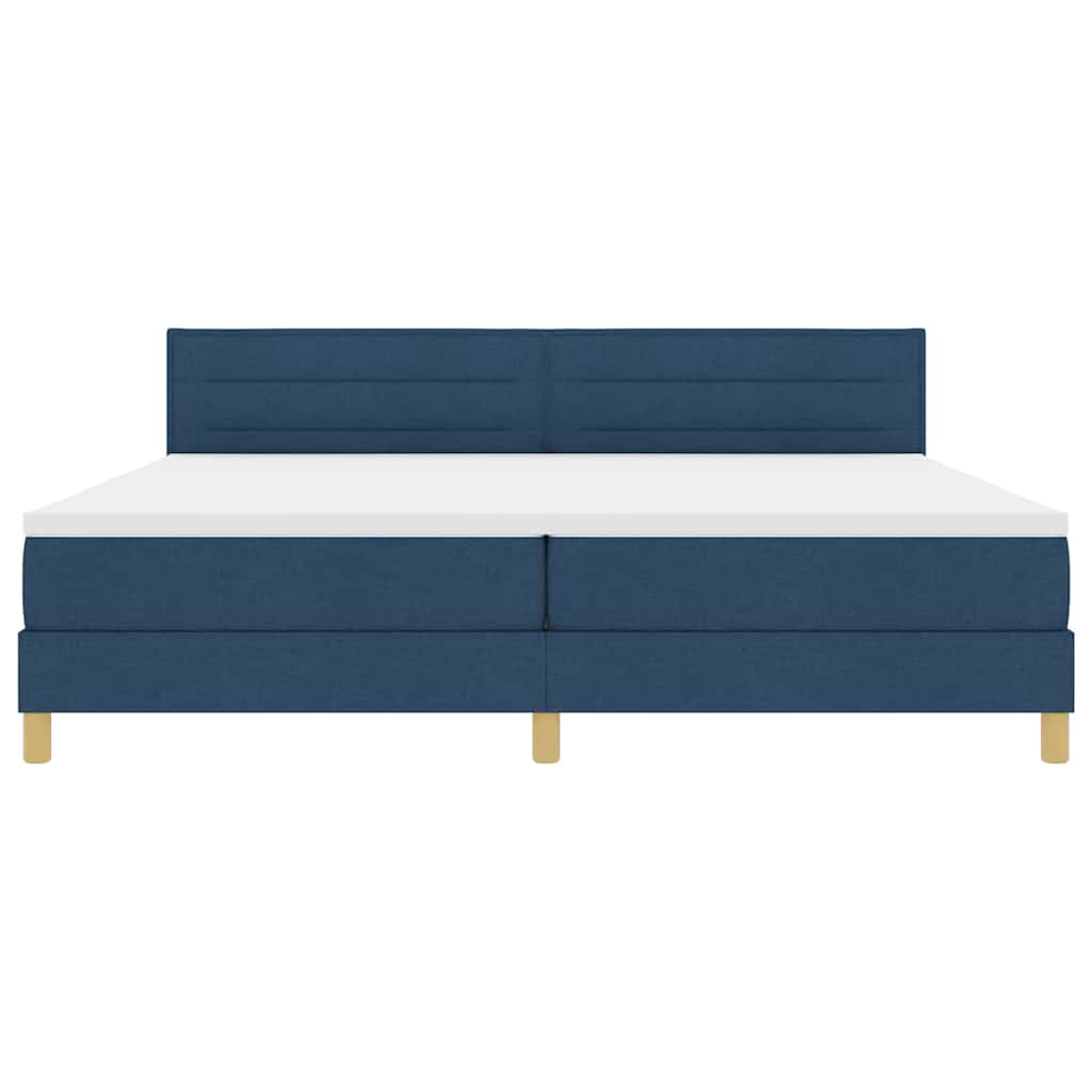Box Spring Bed with Pillows and Headboard Blue 200 X 200 Cm Fabric