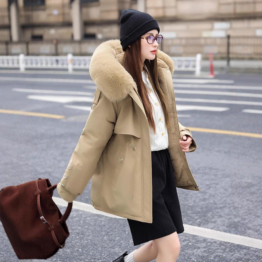 Fleece and thicker pie overcome women's medium and long winter cotton-padded clothes, winter new cotton-padded jackets, fashion cotton-padded jackets