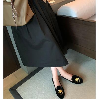 ~ Delicate Embroidery One-pedal Velvet Flat-soled Soft-soled Loafu Doudou Single Shoes Women