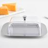 Butter Tray with Cover, Rectangular Cheese Serving Tray with Metal Base for Refrigerator Storage, Breakfast Tables, Tea Service, and Small Pastries
