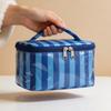 Color-Block Striped Makeup Bag: Large, Waterproof PVC Toiletry and Travel Storage Bag