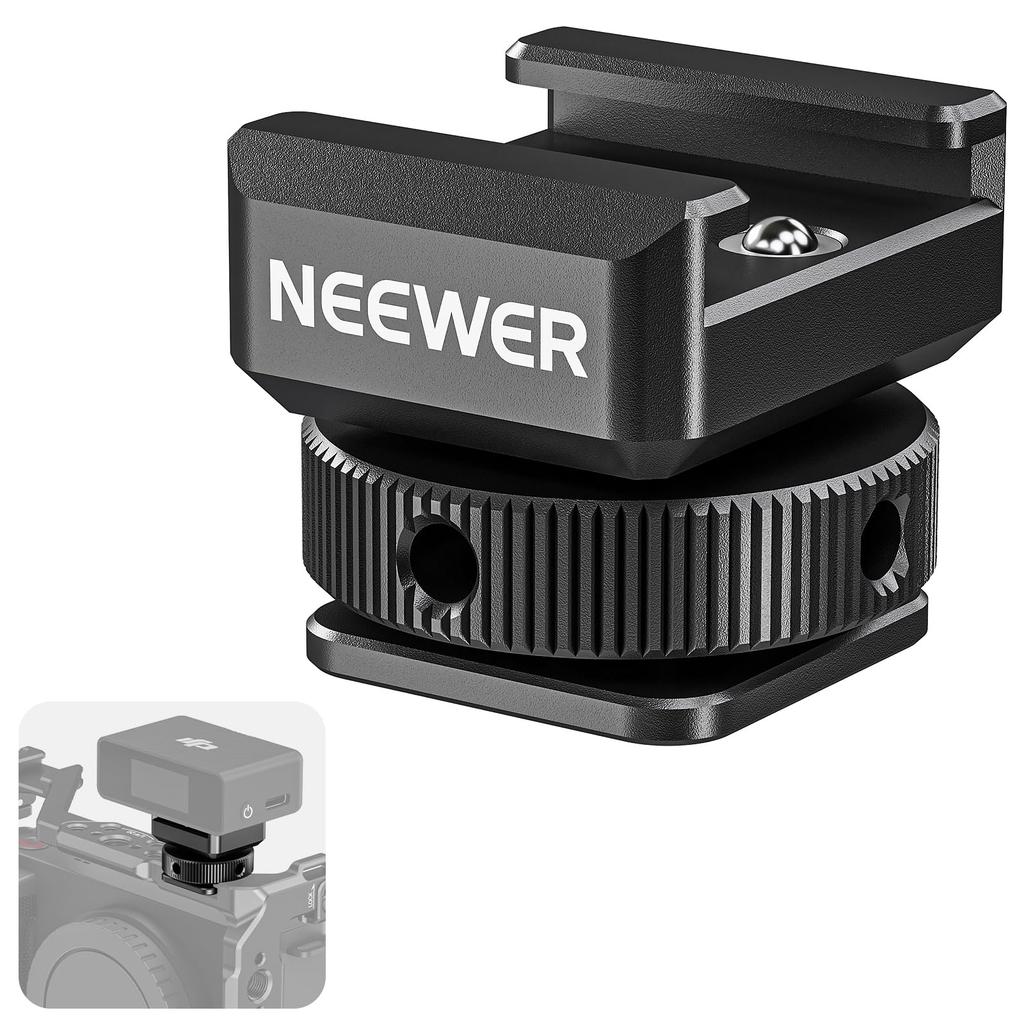 NEEWER Cold Shoe Mount Adapter Compatible DJI Hollyland Rode Wireless Lavalier Microphone Receiver Microphone Accessories with Retractable Pin Metal