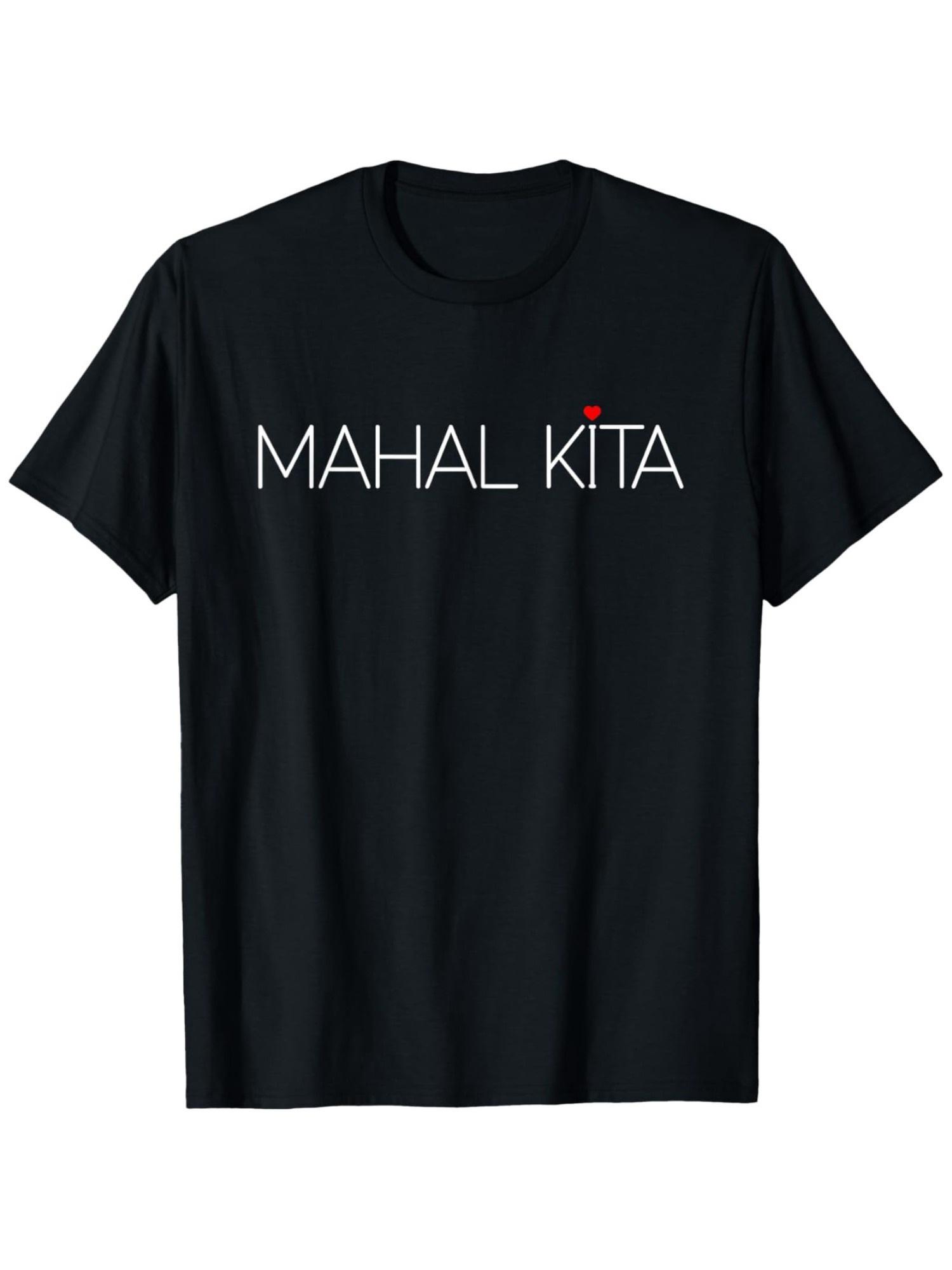 

Mahal Kita I Love You Philippines T-shirt - 100% Cotton 180g Black Short Sleeve Shirt with White Lettering & Red Heart Design XXXXL