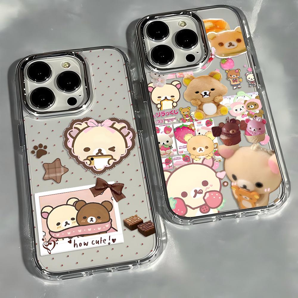 Cartoon Phone Case for Samsung Galaxy S25 S24 S23 S22 S21 S20 Note20 FE Ultra Edge Plus 4G 5G Transparent Soft Cover R-Rilakkuma