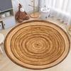 Hot Sale Wood Grain Round Carpet Soft Non-slip Tree Ring Rug Natural Retro Floor Mat for Living Room Balcony Home Decor