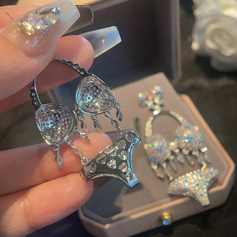 Bikini Panties Creative Butterfly Earrings Slightly Inlaid Zircon Personalized Popular Jewelry