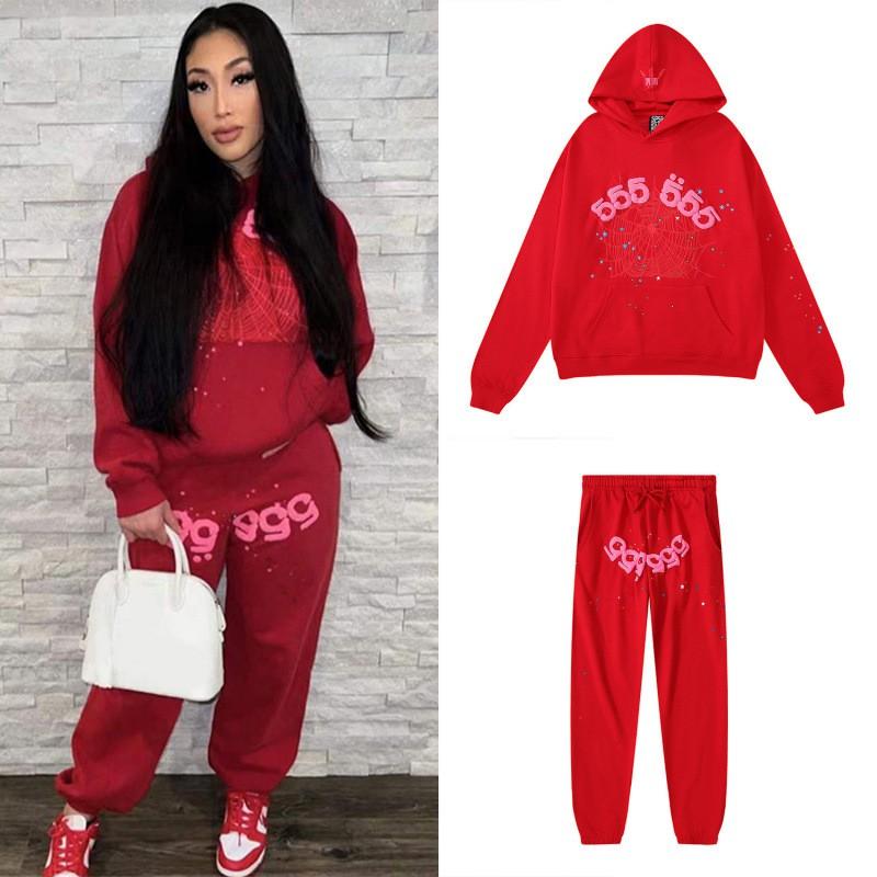 Sp5der Hoodie Unisex Oversized Cotton Pullover With Foil Letter Print Fall Casual Streetwear