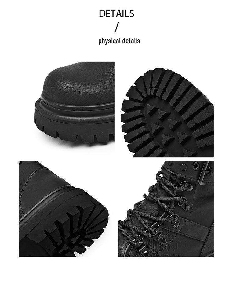 Unisex Retro Black Martin Stiefel: Vielseitige, dicksohlige, kurze Motorradstiefel für den Herbst