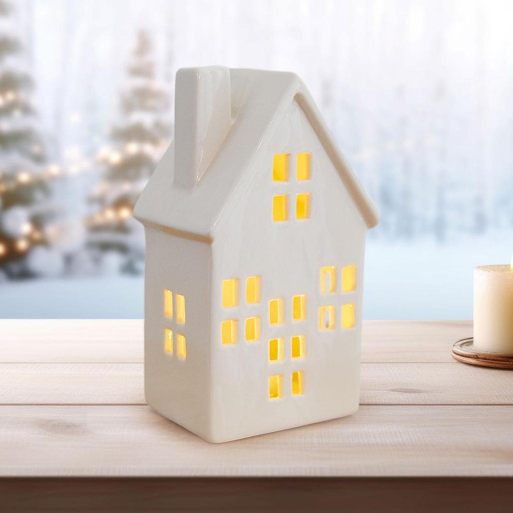 Ilumine Vila de Natal Decoração de Natal Artesanato Colecionável Decorativo Casas Rústicas de Cerâmica para Casa Fazenda Mesa Prateleira Interna