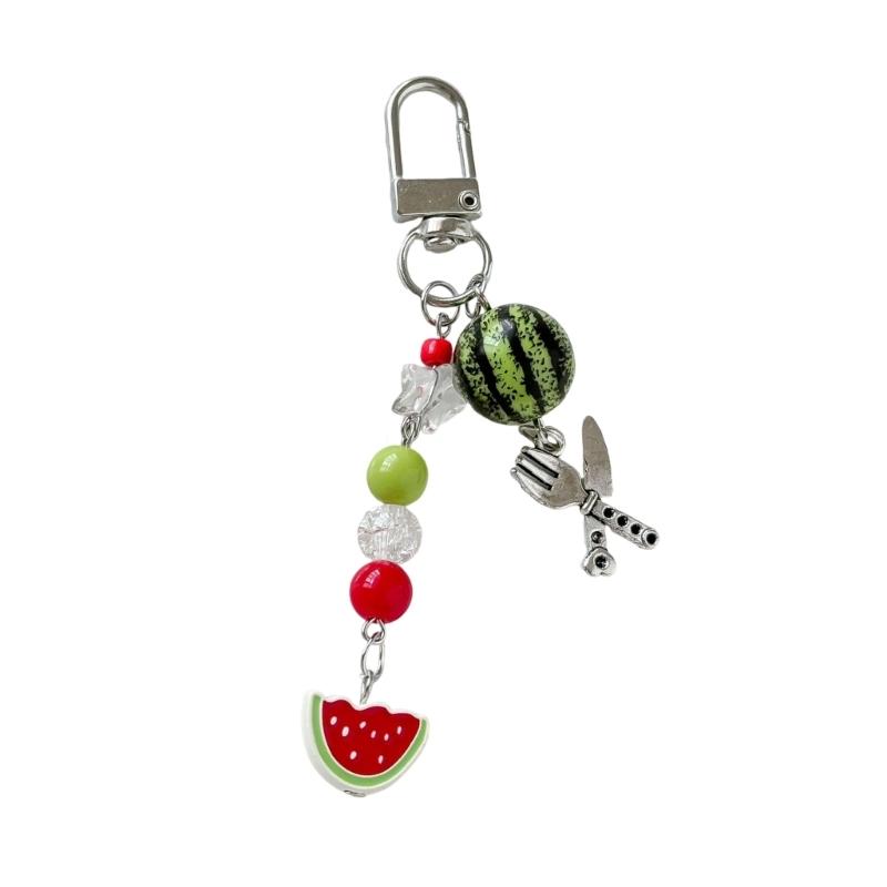 

Summer Watermelon Bead Keychain Resin Fruit Design Keyring Lightweight Sturdy For Students And Professionals