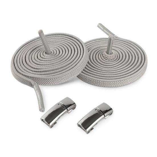 

2 шт. Магнитная металлическая пряжка для шнурков с 2 эластичными шнурками для ленивых детей и взрослых, для кроссовок светло-серый