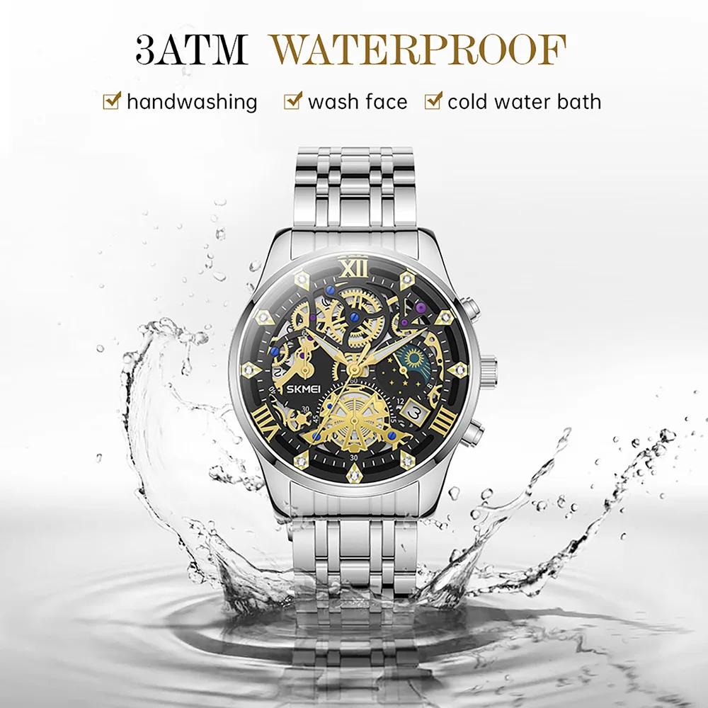 Skmei Luxury High Quality Man Watch Waterproof Luminous Chronograph Date Men Wristwatch Stainless Steel Quartz Men's Watches