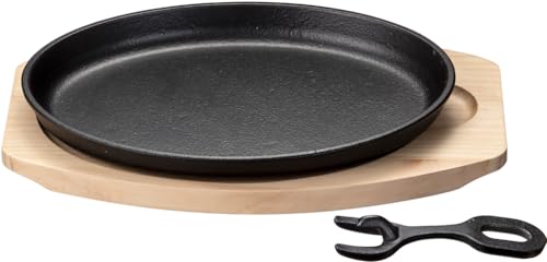 Ishigaki Cast Iron Large Steak Plate (1 Plate) with Base and Handle, 4544