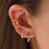 Gold Color Simple Heart Zircon Ear Cuff Clip on Earring for Women No Pierced C Shape Pink Crystal Earcuff Ear Wrap Clips Jewelry