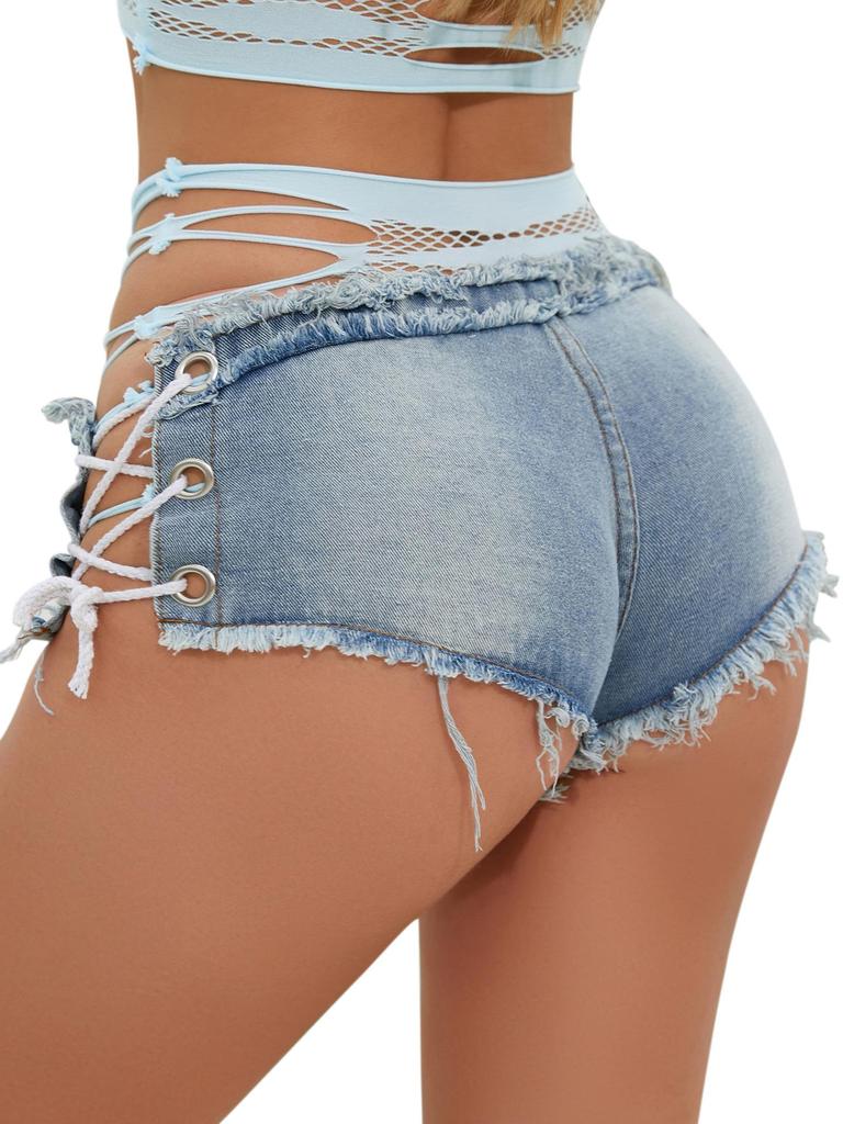 2025 Low-Waist Sexy Slimming European & American Women's Denim Shorts - Summer Nightclub Style