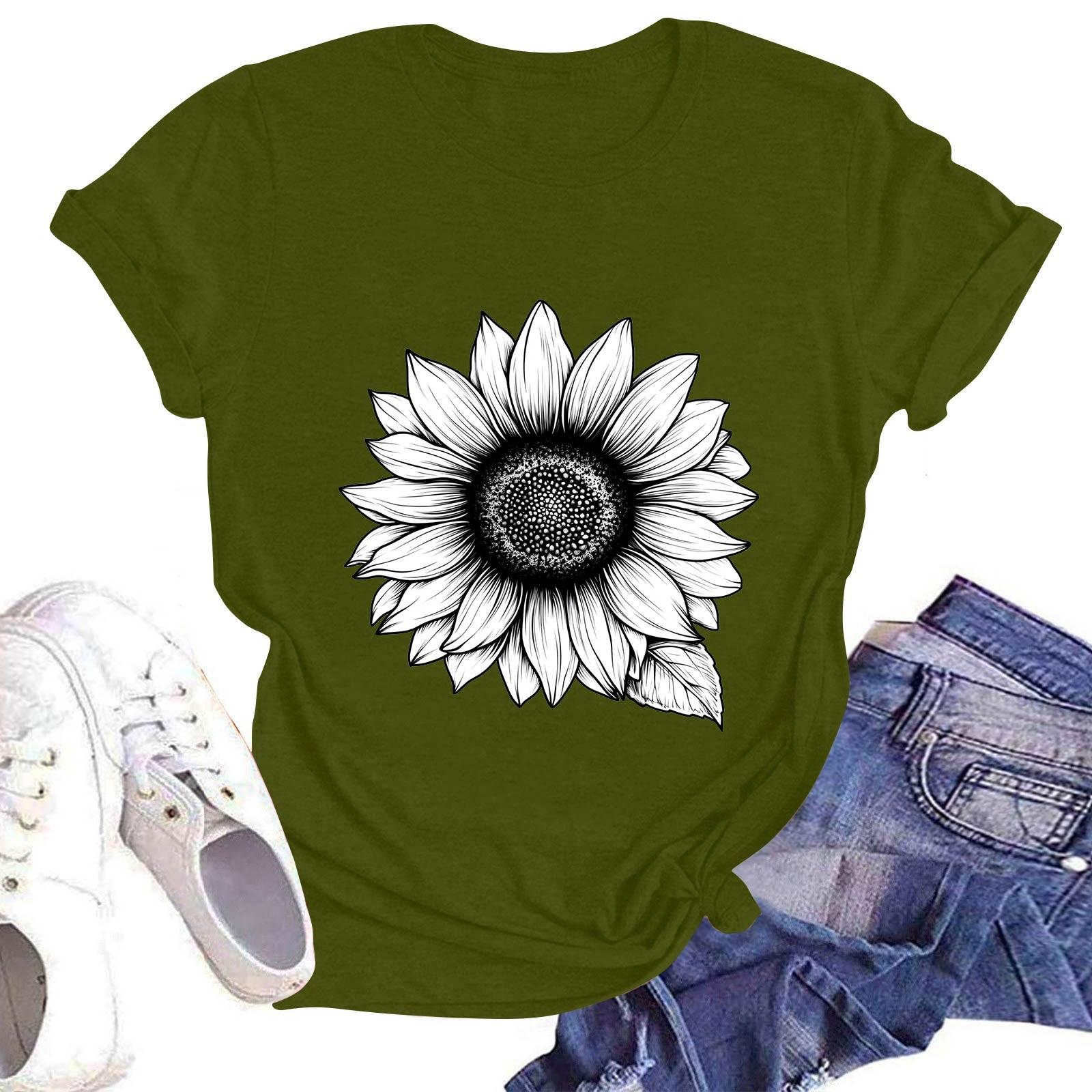 

Женская повседневная футболка с круглым вырезом и коротким рукавом L армия зеленый