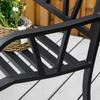 2-Seater Garden Bench Metal Loveseat w/ Decorative Backrest Ergonomic Armrest