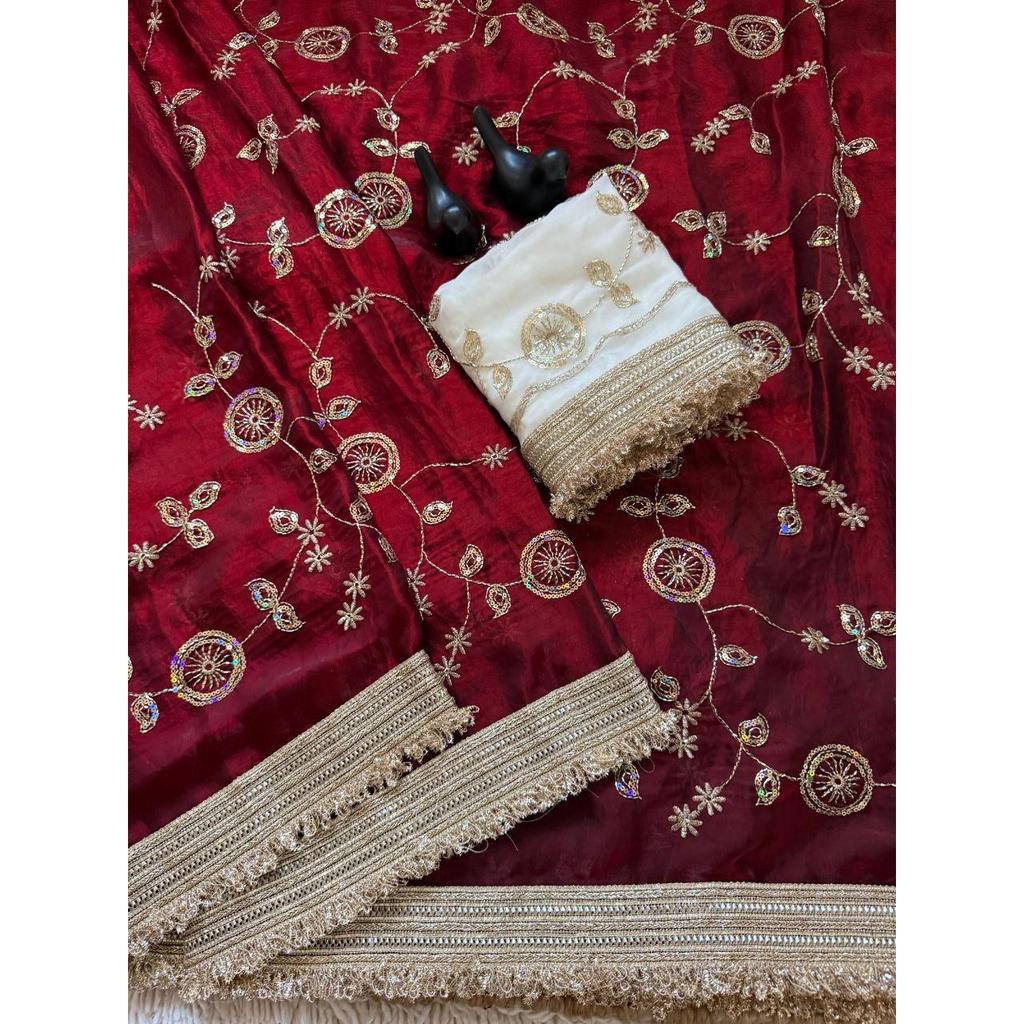 New Launch Space Satin Sequins Saree Collection