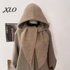 Women Winter Hat Knit Hooded Scarf Hat, Pullover Balaclava Hood, Soft Warm Ear Protection Skull Cap for Cold Weather Hood