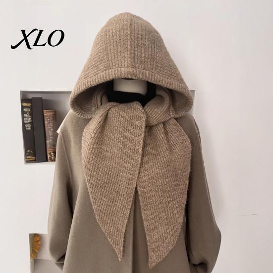 Women Winter Hat Knit Hooded Scarf Hat, Pullover Balaclava Hood, Soft Warm Ear Protection Skull Cap for Cold Weather Hood