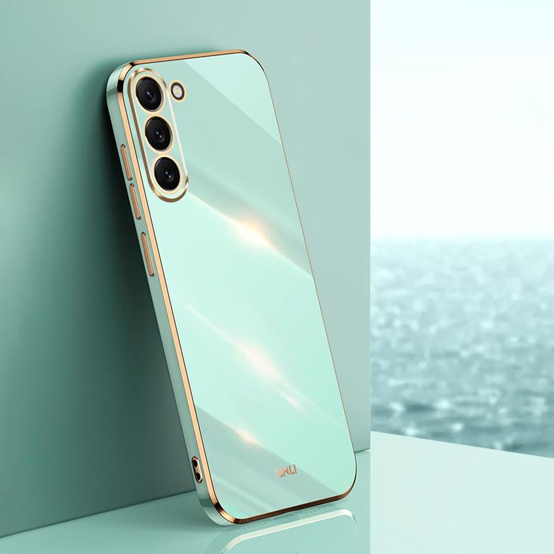 

XINLI For Samsung Galaxy S24+ Case Electroplated Anti-shock TPU Phone Cover Cyan