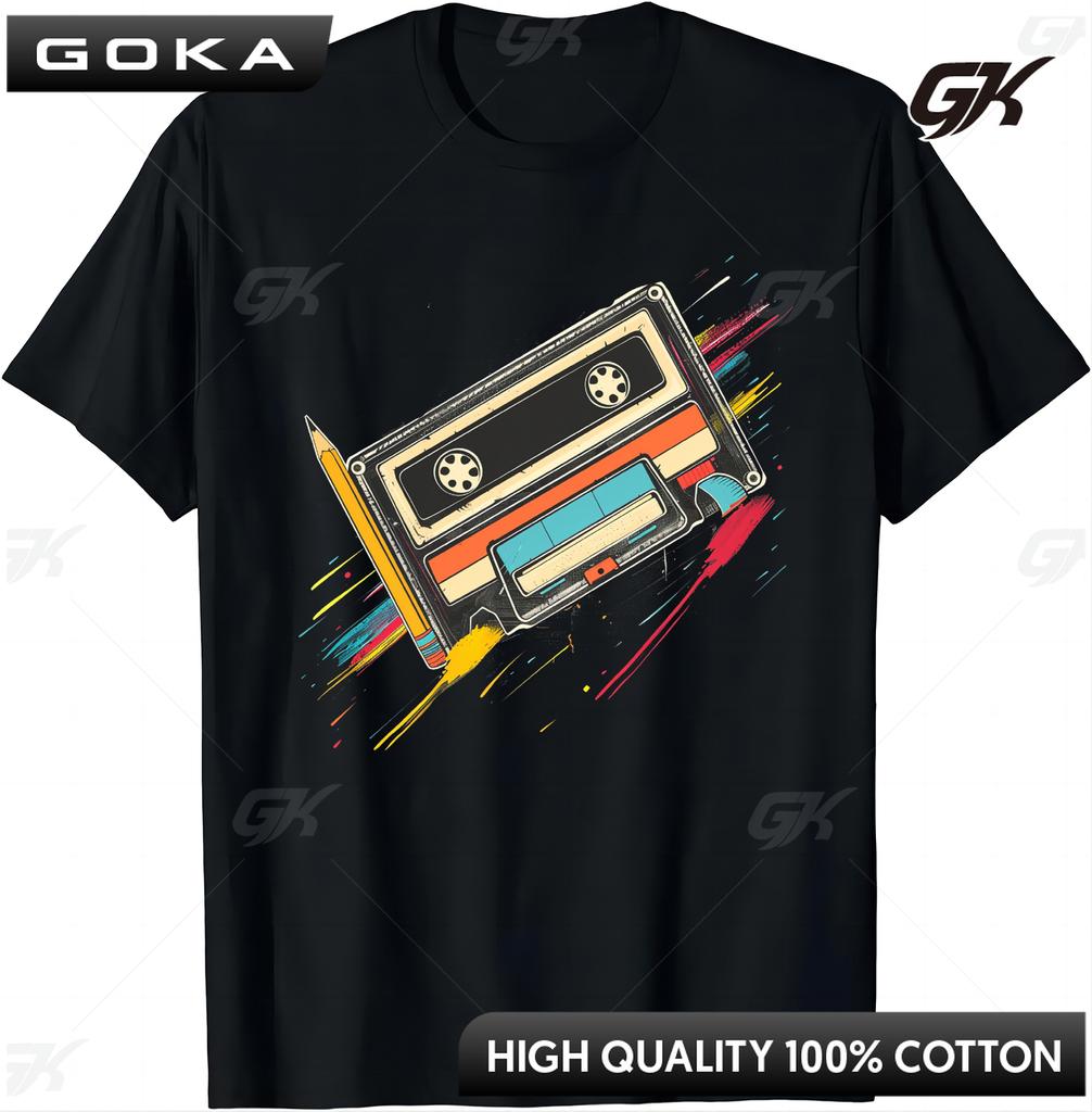 80s Cassette Tape Pencil 1980s Retro Vintage Throwback Music Comfortable TShirt Men Clothes Vintage T Shirt Camisetas