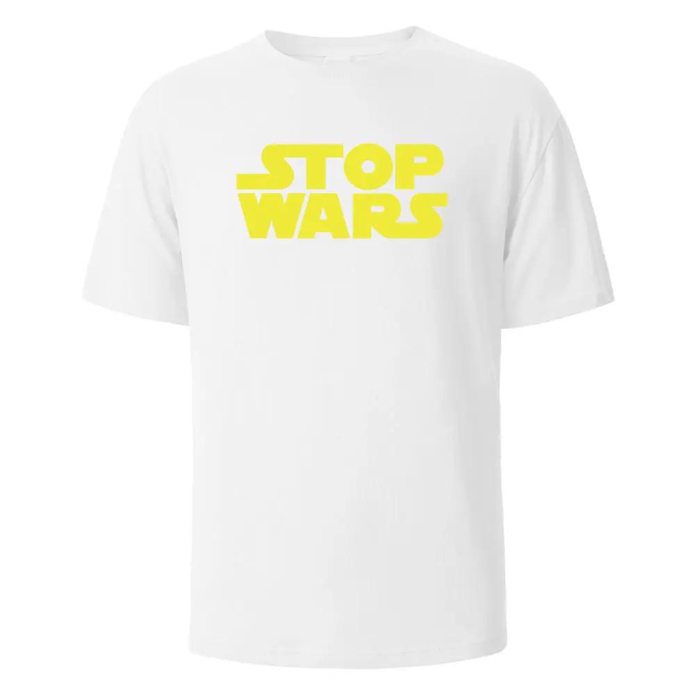 

Stop Wars Print Men s Street Casual Breathable T-shirt Cotton Fun Top Street Oversized Men s Casual T-shirt Street Wear Y2K Tops 3XL