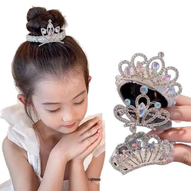 Princess Faux Pearl Crown Hair Bun Maker for Girls