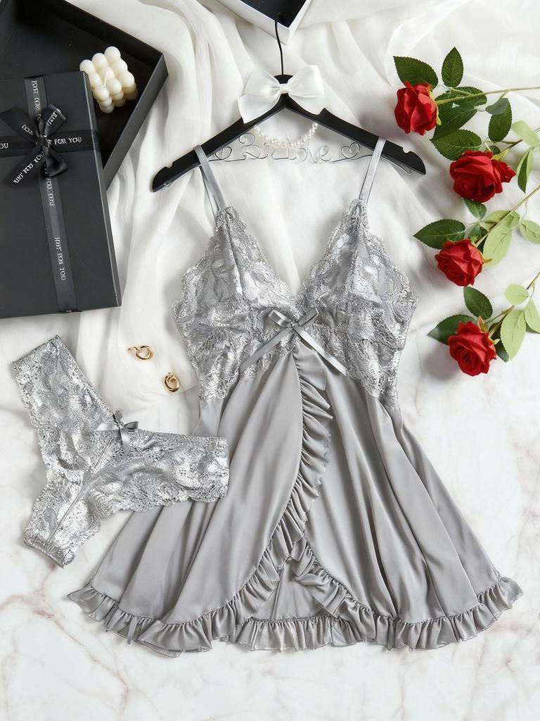 New mesh V-neck lace suspender multi-color sexy underwear set TEMU Xiyindai