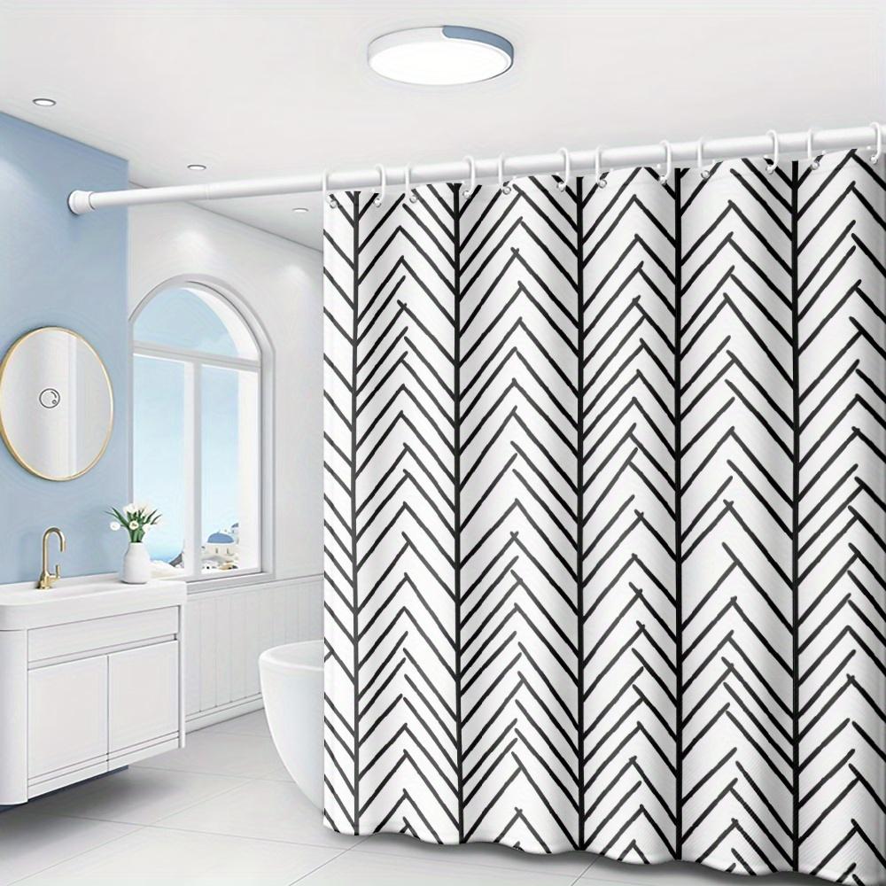 Tonnika Chen Black/White And Chevron Shower Curtain Geometric Pattern Modern Bathroom Decor Waterproof Bath Curtain Home Kitchen Accessory