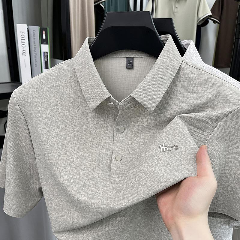 Short Sleevepolo Men s Business Casual Breathable Fashion Middle-Aged & Young Printed T-Shirt M