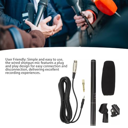 ABS Metal Wired Professional Interview Microphone with XLR Cable and Windscreen for Video Camcorders, DSLRs, and DV Cameras