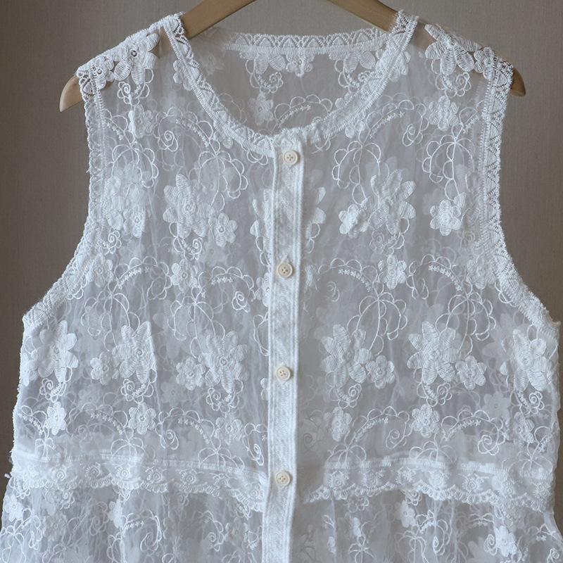 2025 Sommer Koreanischer Rundhals Locker Spitze Weste Strickjacke für Damen