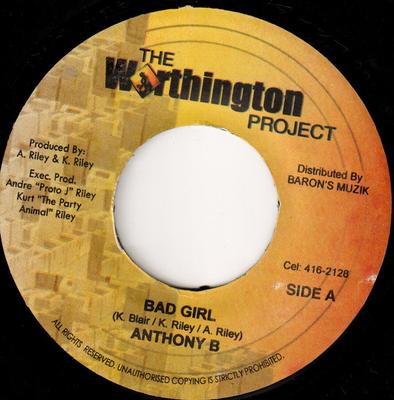 7inch Record ANTHONY B - Bad Girl NONE The Worthington Jamaica Reggae, Ska & Dub Used