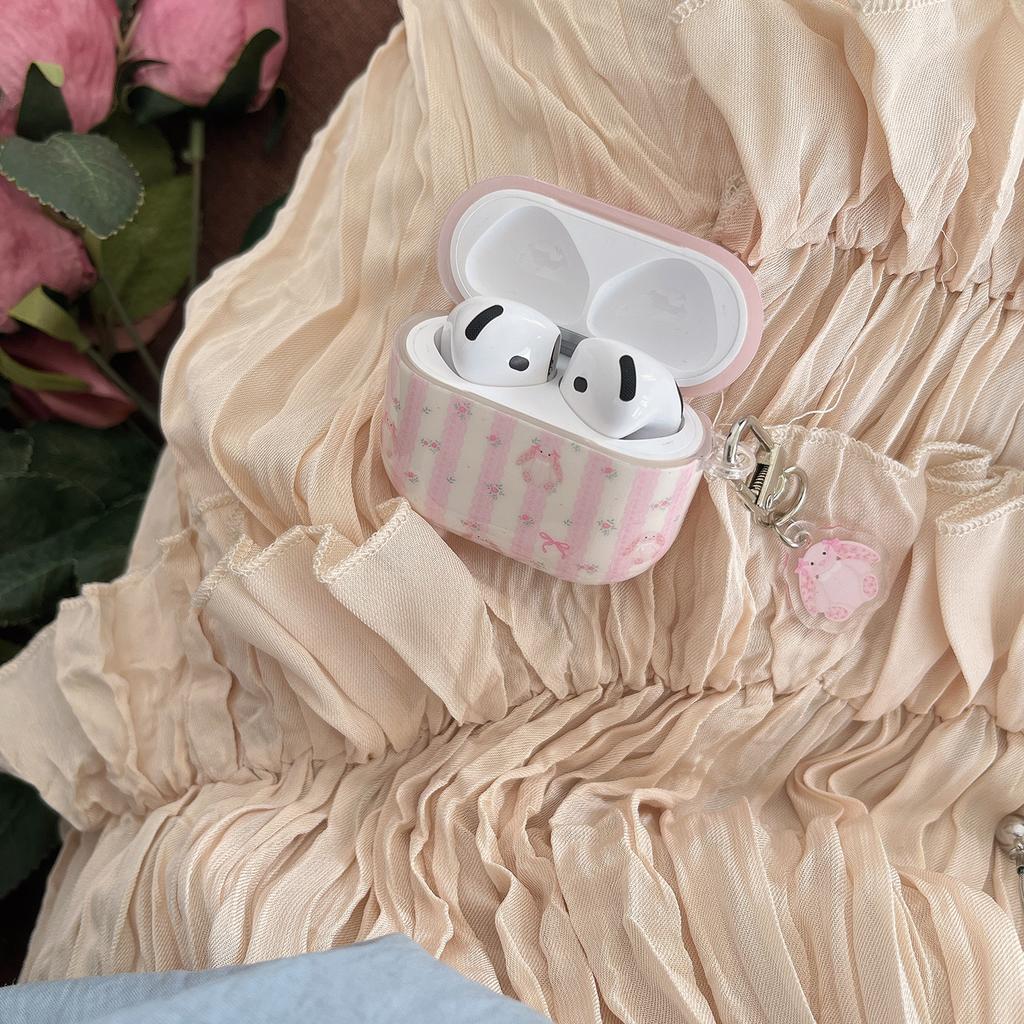 Japanese and Korean girl striped rabbit AirPods 1st generation Bluetooth headset protective case New 1st generation pendant pro1st generation 1