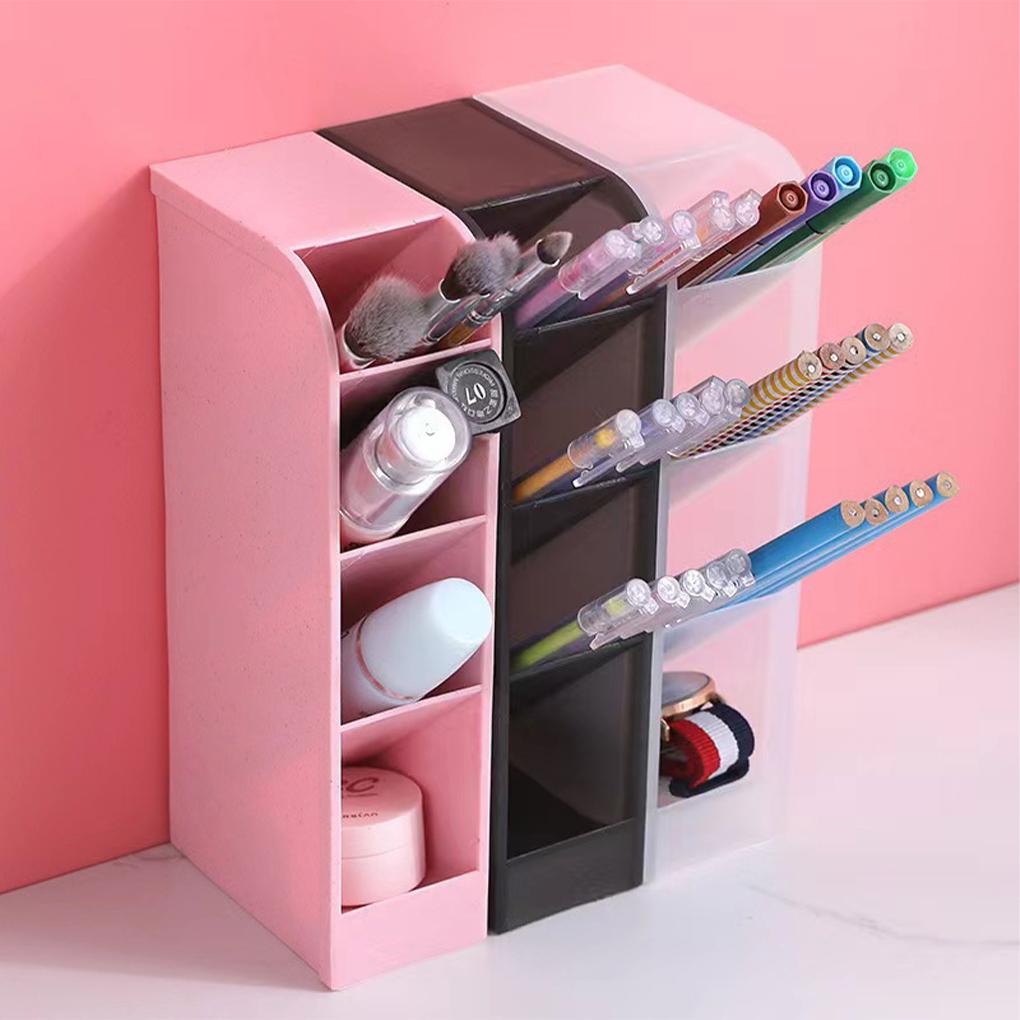Space-Saving and Versatile Desk Pen Holder with Easy Access Multi-Functional ABS Pencil Makeup Organizer Desk Tidy, Pink