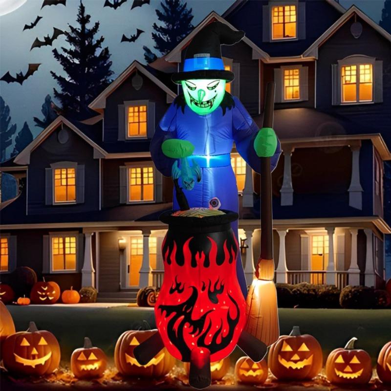 Inflatable Toy Evil Witzard Halloween Inflatable Model Luminous Inflatable Model Halloween Atmosphere Decoration Model