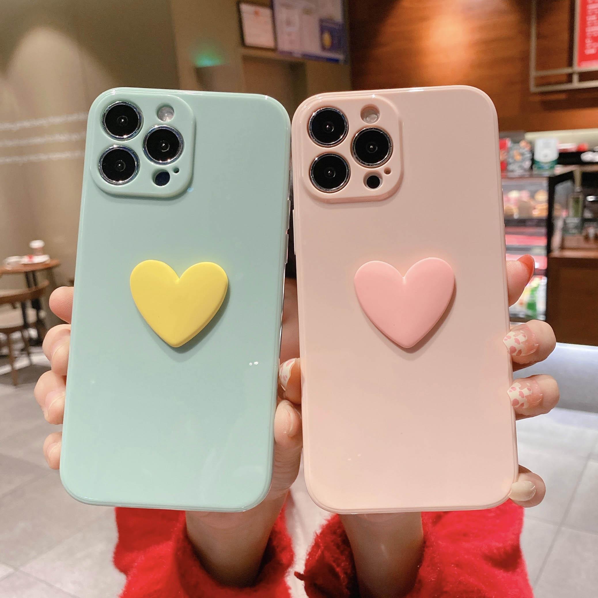 

Для IPhone 11 12 13 Pro X XR XS Max 7 8 Plus SE2 12 Mini Fashion 3D Love Heart Яркие цвета Мягкий чехол для телефона из ТПУ