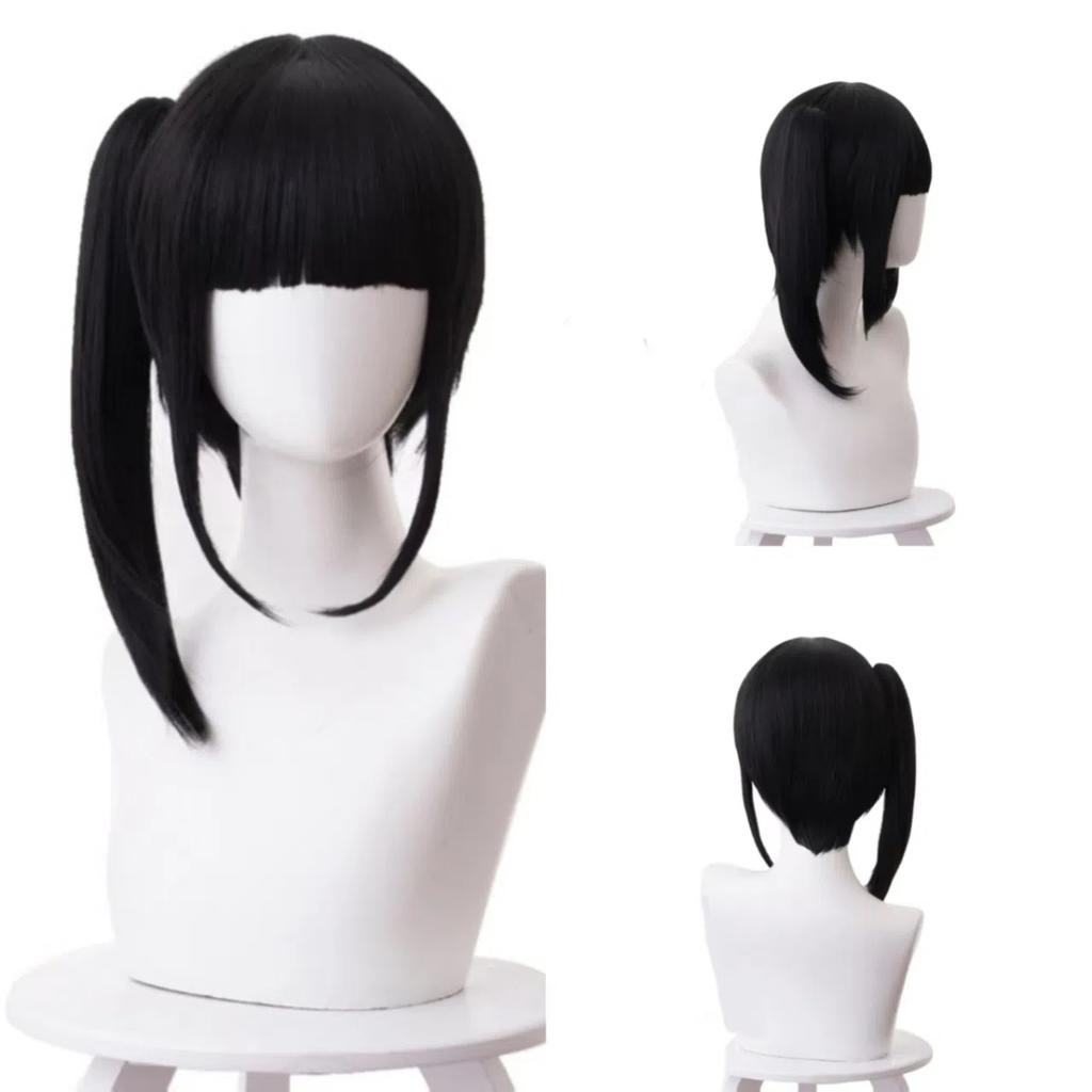 Black Unilateral High Ponytail Sideburns Bangs Chemical Fiber Synthetic Wig | Japanese Girlish Wig | Animation Reality Show Wig