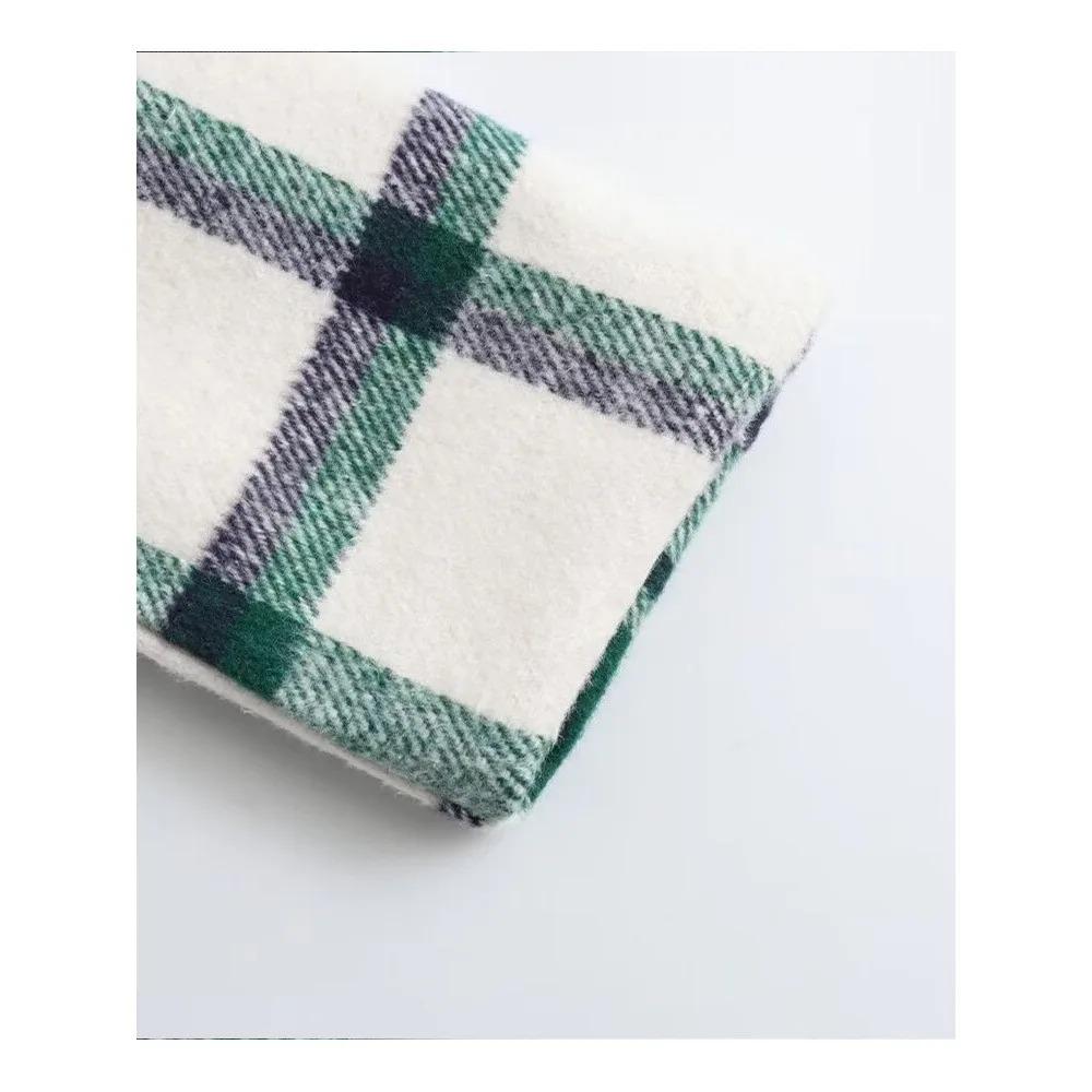 Jarní a podzimní horký prodej nové dámské oblečení Malé voňavé stylové náplastní taška Dekorace Kostkovaná vlněná bunda Kabát