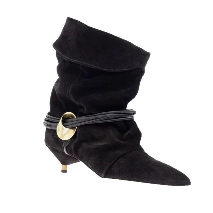 Sheepskin Version~ Retro Niche Suede Round Head Flat Bottom Thin Boots Small Short Boots Women's 2025 Autumn and Winter Versatile Bare Boots