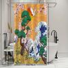 Shower Curtain: Traditional Japanese Scene with Cranes, Cherry Blossoms, and Ocean Waves for an Oriental and Harmonious Bathroom