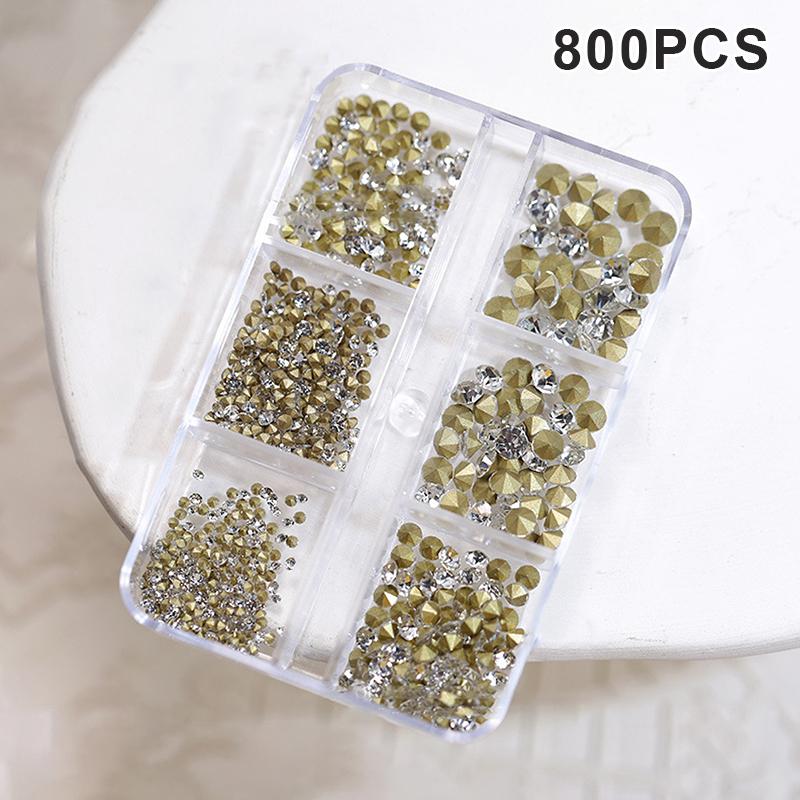 

6 Grids Mixed Pointed Bottom Nail Art 3D Colored Shiny Gems Suitable For Diy Nail Art Supplies Decoration