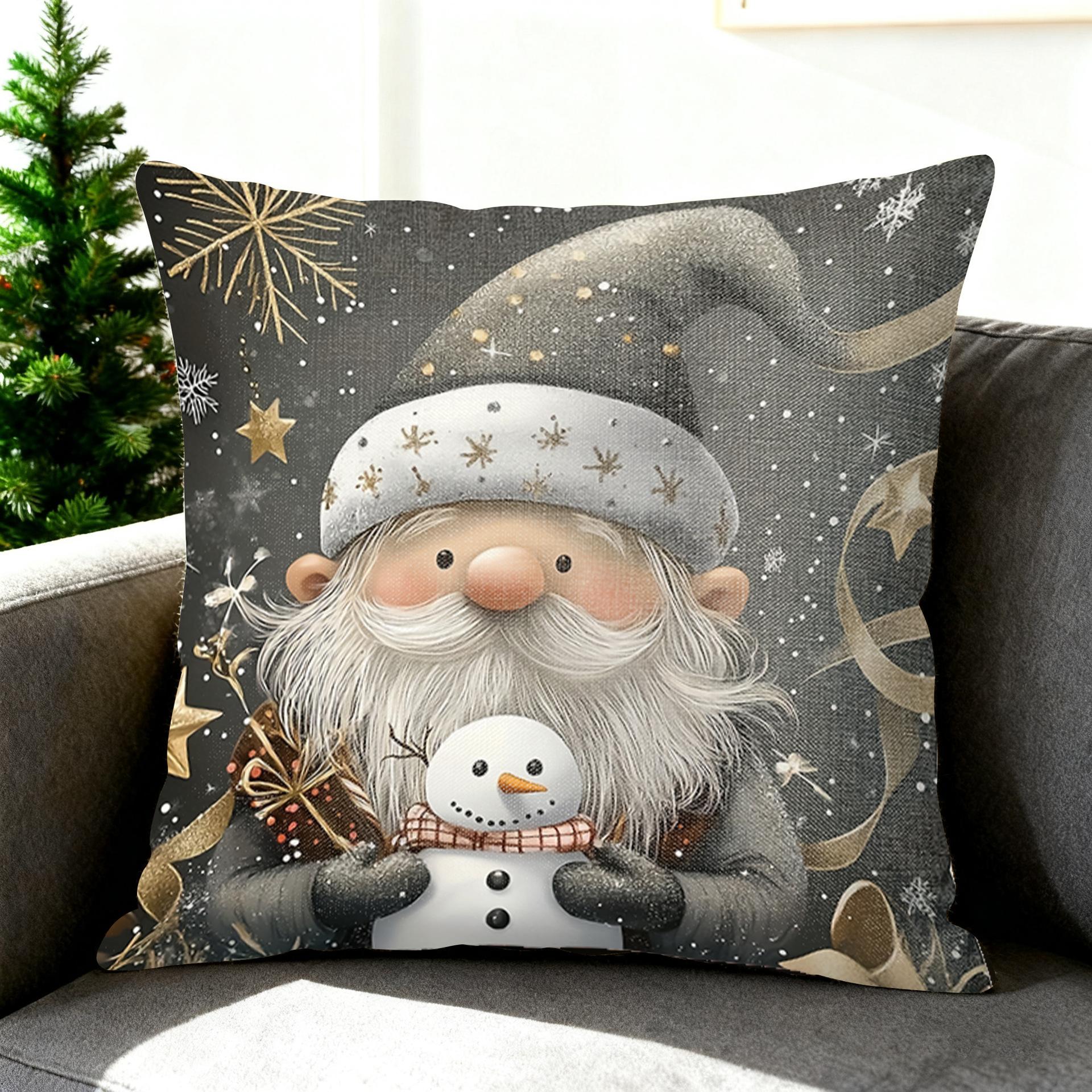 

New Christmas American Decorative Throw Pillow Case Pillow Case Sofa Living Room Cushion Pillow Case 45 * 45-Linen single-sided (pillowcase)
